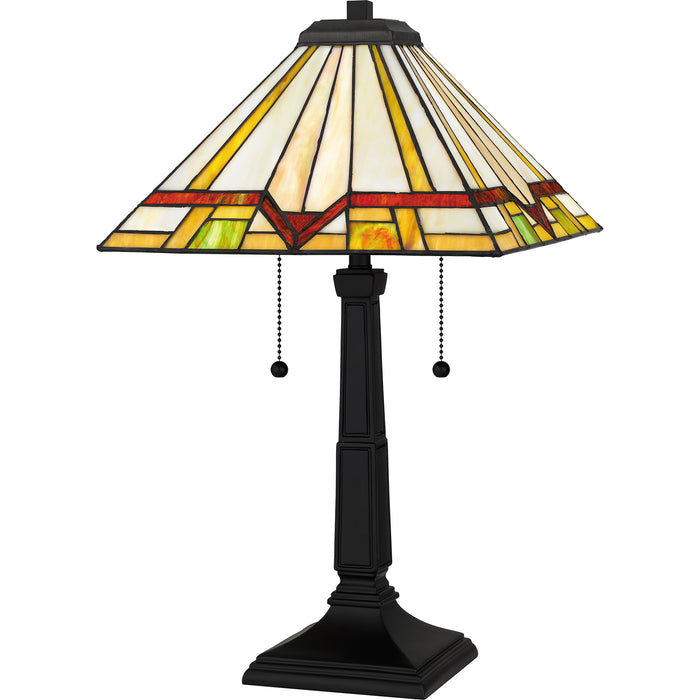 Quoizel Frederick 2 Light 23" Table Lamp, Black/Multicolor Art - TF16140MBK