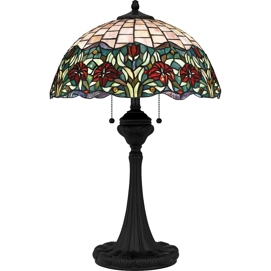 Tiffany Table Lamp, Matte Black/Multicolor Art