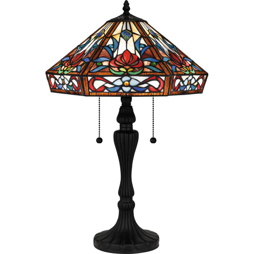 Quoizel Brenner 2 Light 17" Table Lamp, Matte Black/Multicolor Art - TF16142MBK