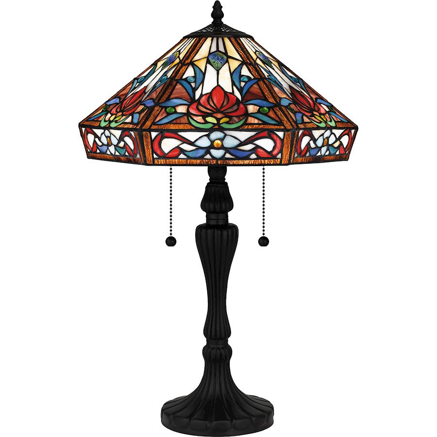 Brenner 17" Table Lamp, Matte Black/Multicolor Art