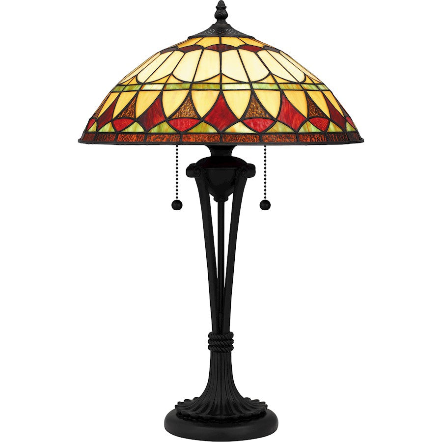 Sevilla 15" Table Lamp, Matte Black/Multicolor Art