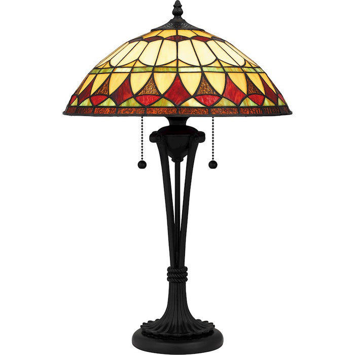 Quoizel Sevilla 2 Light 15" Table Lamp, Matte Black/Multicolor Art
