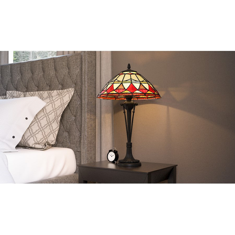 Sevilla 15" Table Lamp, Matte Black/Multicolor Art