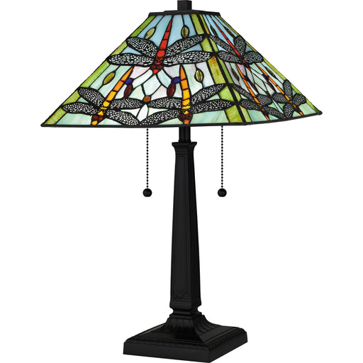 Quoizel Kirkwood 2 Light 23" Table Lamp, Matte Black/Multicolor Art - TF16144MBK