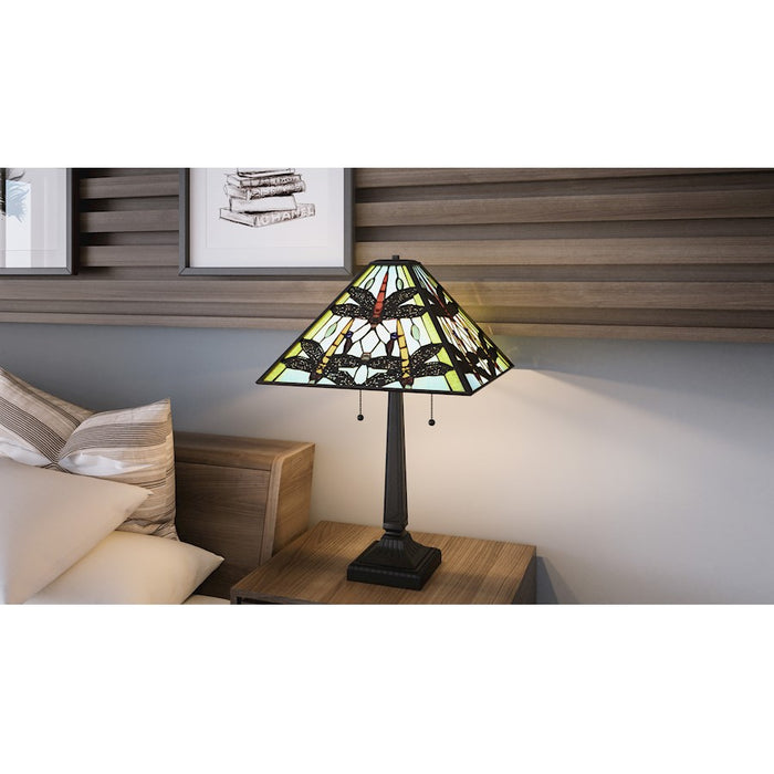 Quoizel Kirkwood 2 Light 23" Table Lamp, Matte Black/Multicolor Art