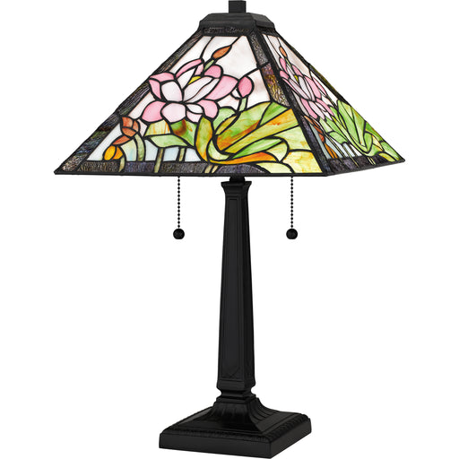 Quoizel Herron 2 Light 23" Table Lamp, Matte Black/Multicolor Art - TF16145MBK