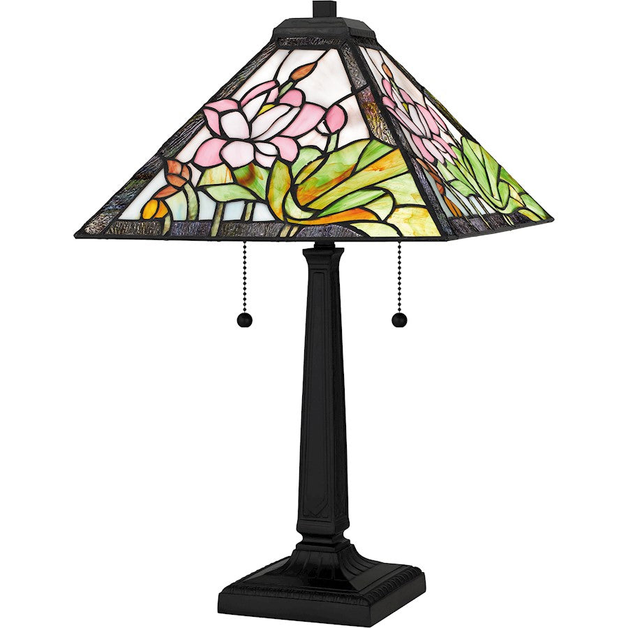 Herron 23" Table Lamp, Matte Black/Multicolor Art