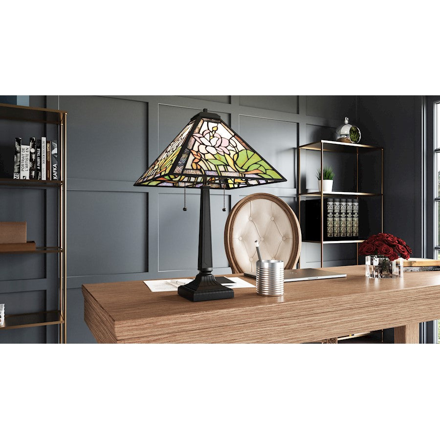 Herron 23" Table Lamp, Matte Black/Multicolor Art