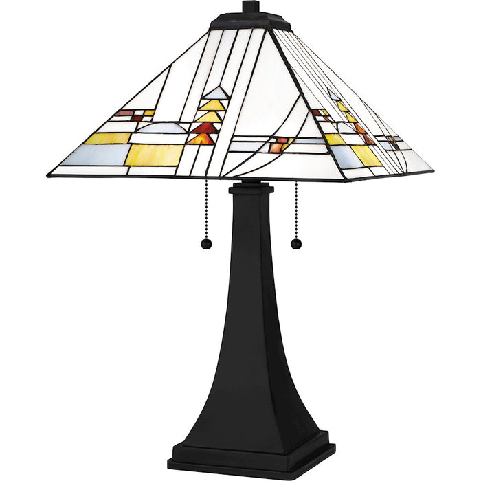 Quoizel Winchester 2 Light 16" Table Lamp, Black/Multicolor Art