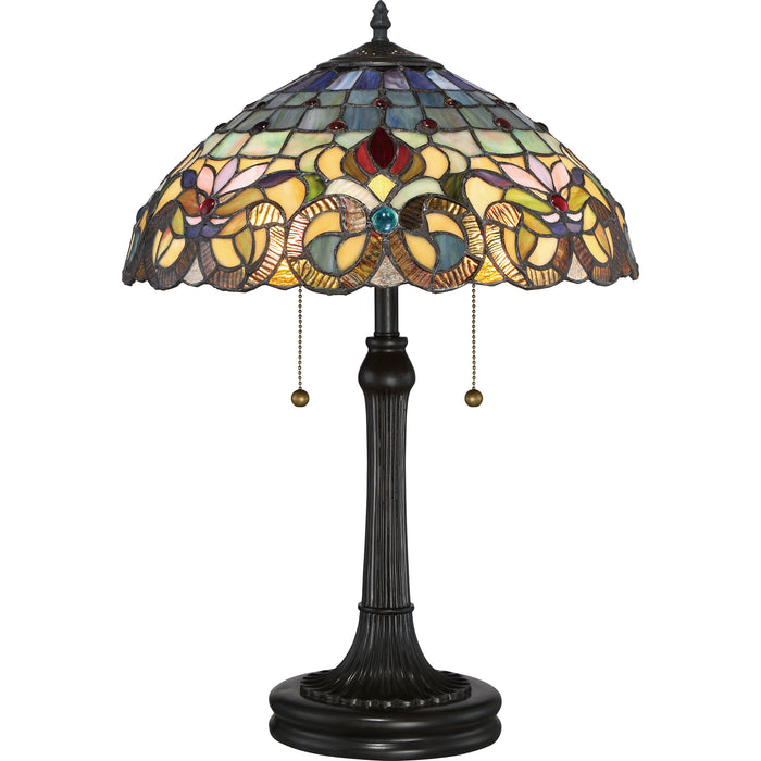 Quoizel Tiffany 2 Light Table Lamp, Vintage Bronze