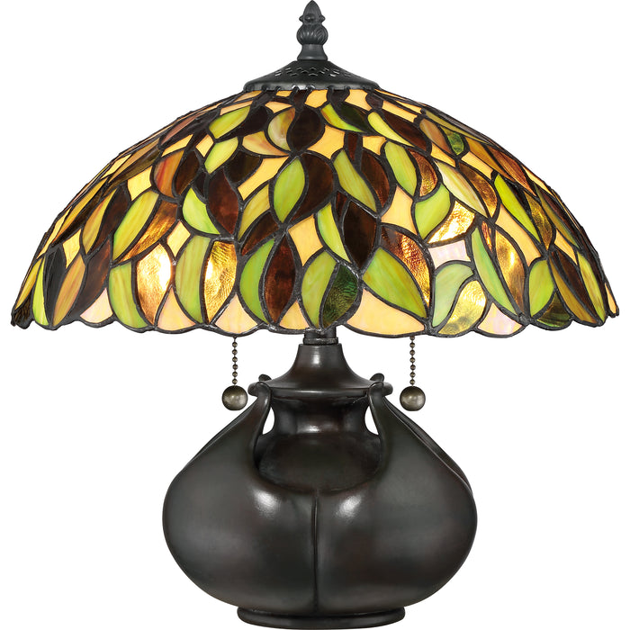 Quoizel Tiffany 2 Light Table Lamp, Valiant Bronze