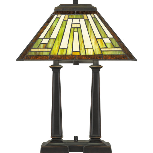 Quoizel Decker 2 Light Table Lamp Tiffany, Russet/Tiffany- TF5208RS