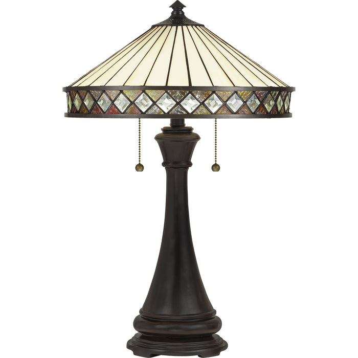 Quoizel Bowing Tiffany 2 Light Table Lamp, Bronze/Tiffany - TF5210TVB