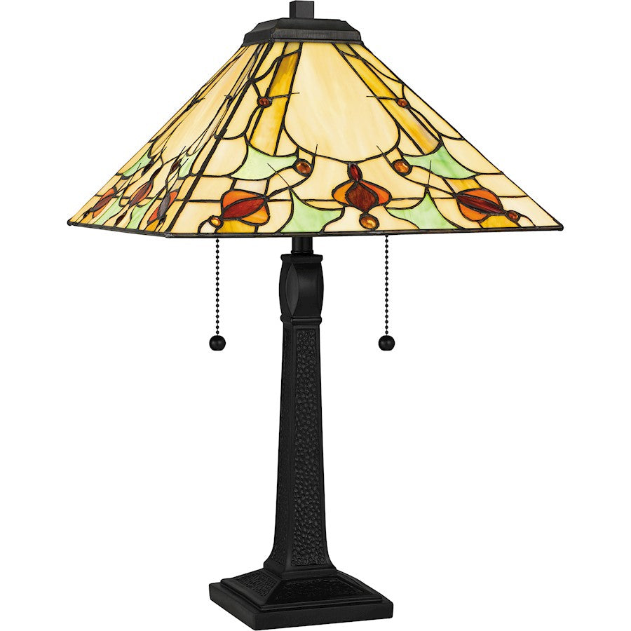 Legend Table Lamp, Matte Black/Multicolor Art Glass