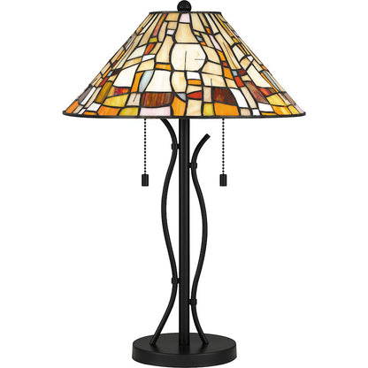 Stinson Table Lamp, Matte Black/Multicolor Art Glass