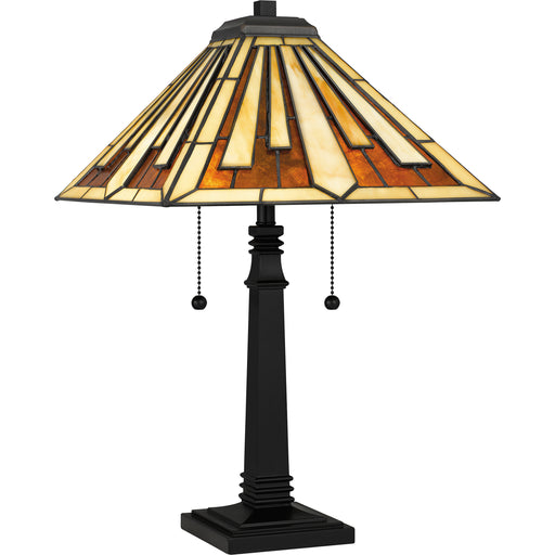 Quoizel Hathaway 2 Light Table Lamp, Black/Multicolor Art Glass - TF5621MBK