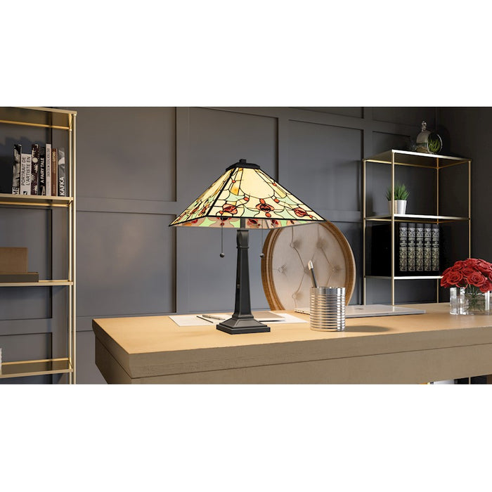 Quoizel Westwind 2 Light Table Lamp, Matte Black/Multicolor Art