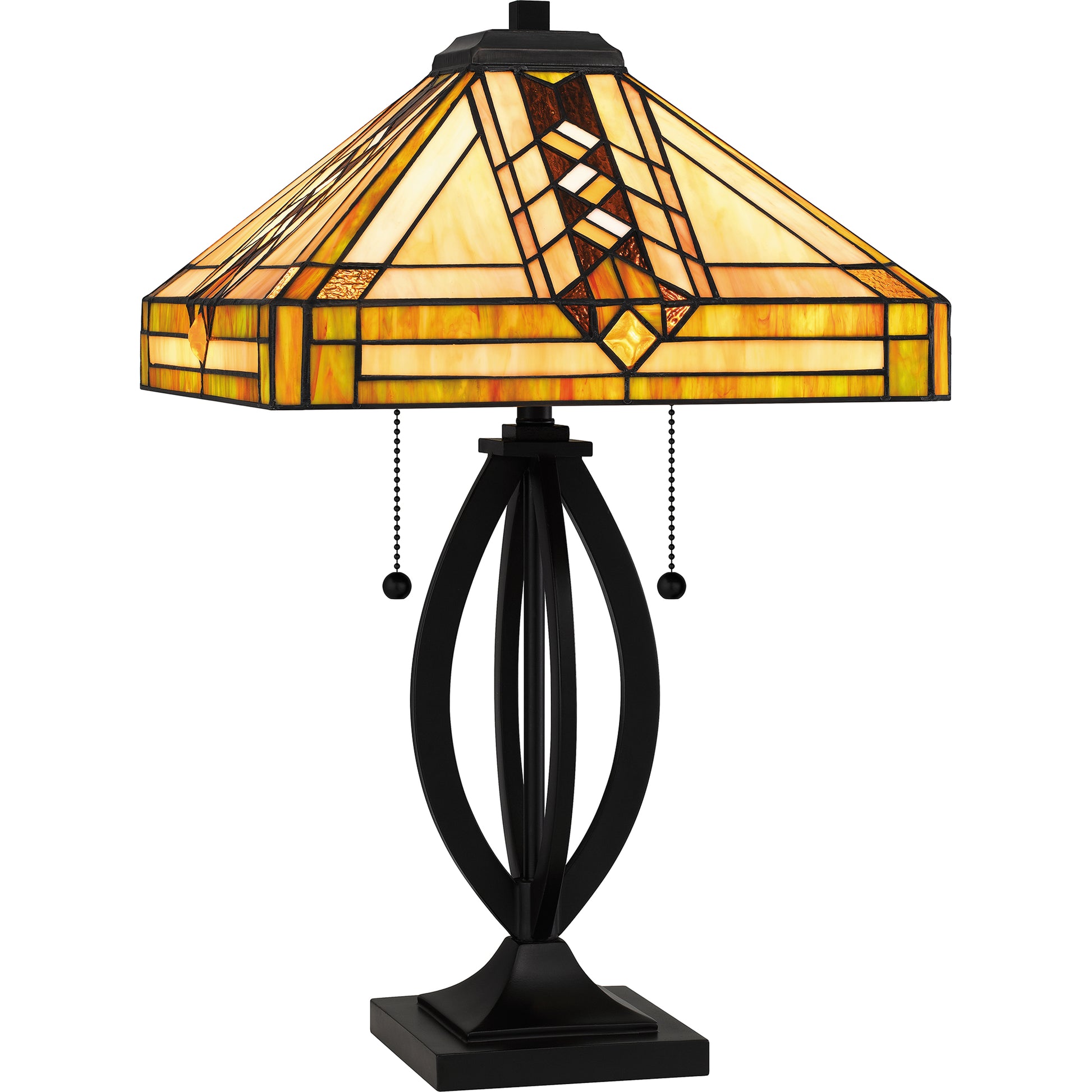 Quoizel Yellowstone 2 Light Table Lamp, Matte Black/Multicolor Art - TF6152MBK