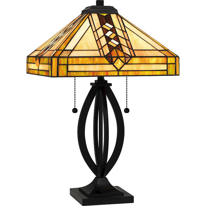 Quoizel Yellowstone 2 Light Table Lamp, Matte Black/Multicolor Art