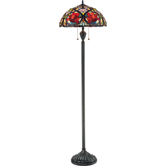 Quoizel 2 Light Larissa Tiffany Floor Lamp, Vintage Bronze