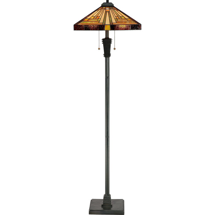 Quoizel 2 Light Stephen Tiffany Floor Lamp, Vintage Bronze