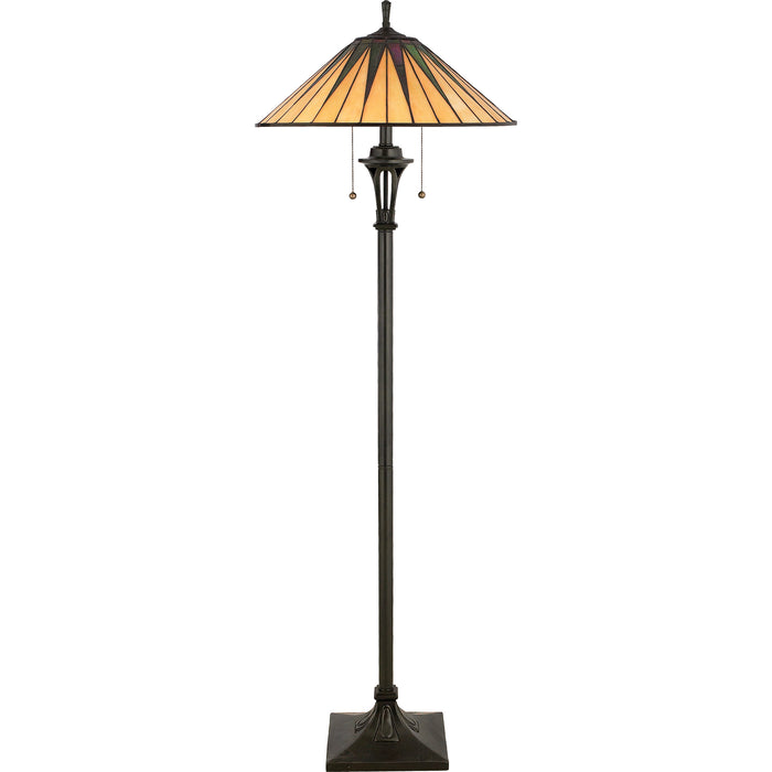 Quoizel 2 Light Gotham Tiffany Floor Lamp, Vintage Bronze