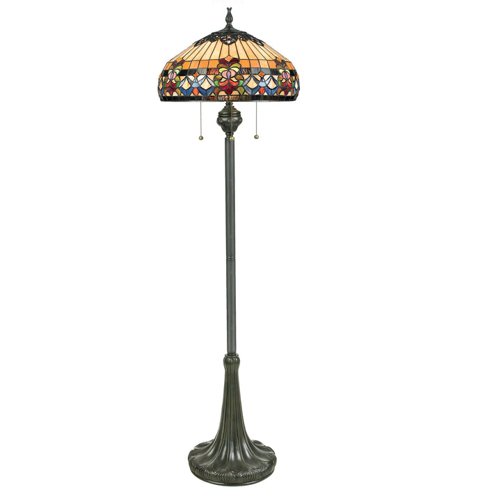 Quoizel 3 Light Belle Fleur Tiffany Floor Lamp, Vintage Bronze