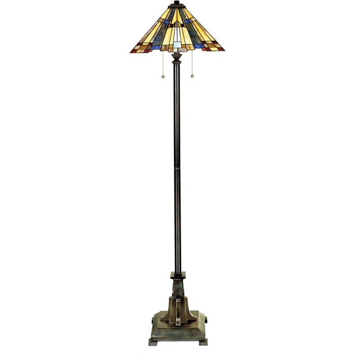 Quoizel 2 Light Inglenook Tiffany Floor Lamp, Valiant Bronze
