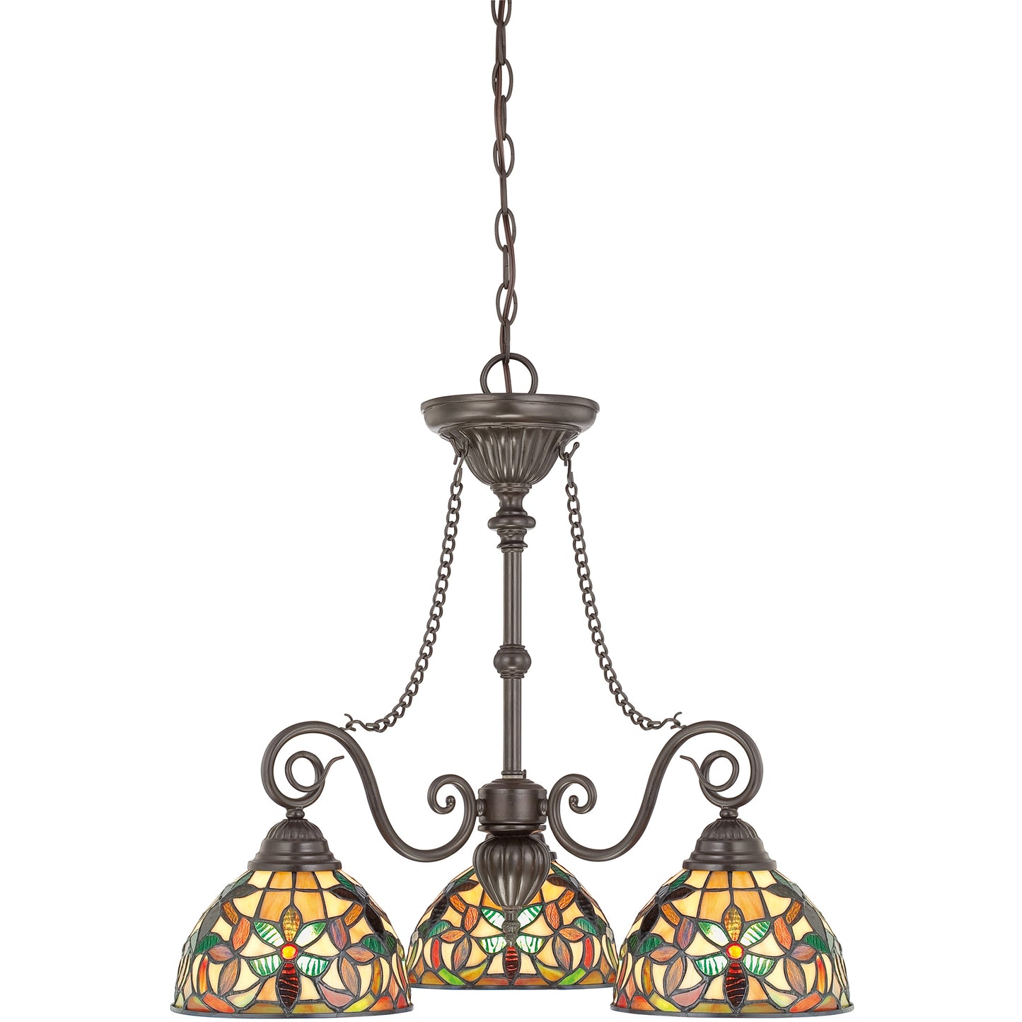 Quoizel 3 Light Kami Chandelier, Vintage Bronze