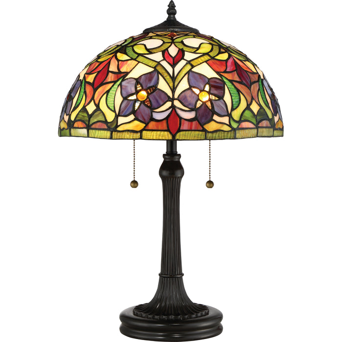 Quoizel Violets 2 Light Table Lamp, Vintage Bronze