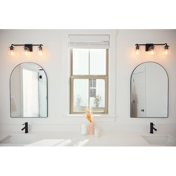 Quoizel Thoresby 3 Light Bath Vanity, Matte Black/Clear - THO8622MBK