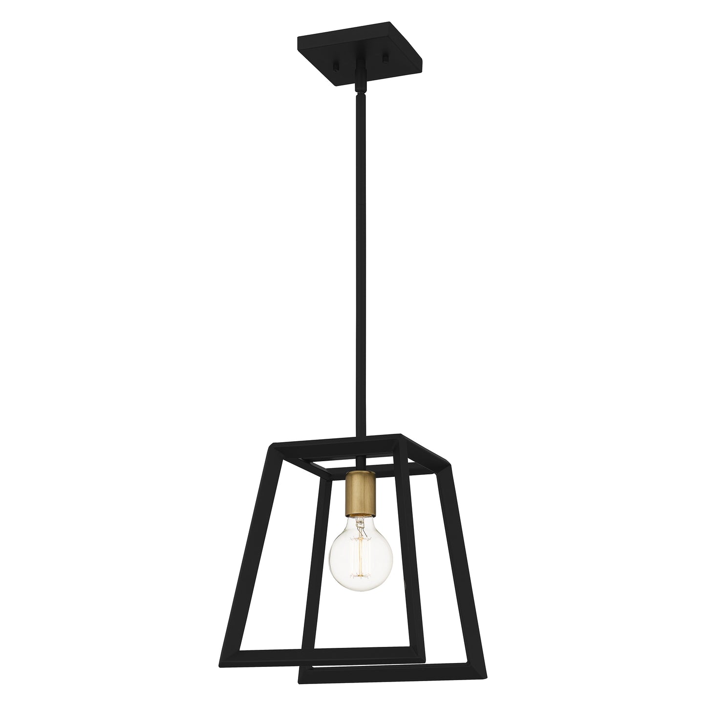 Quoizel Tilly 1 Light Mini Pendant, Matte Black/Hand-welded Frame - TIL1510MBK