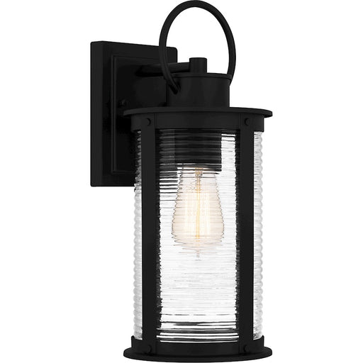 Quoizel Tilmore 1 Light 15" Outdoor Lantern, Black/Clear Ribbed - TLM8406MBK