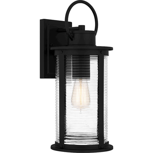 Quoizel Tilmore 1 Light 18" Outdoor Lantern, Black/Clear Ribbed - TLM8407MBK