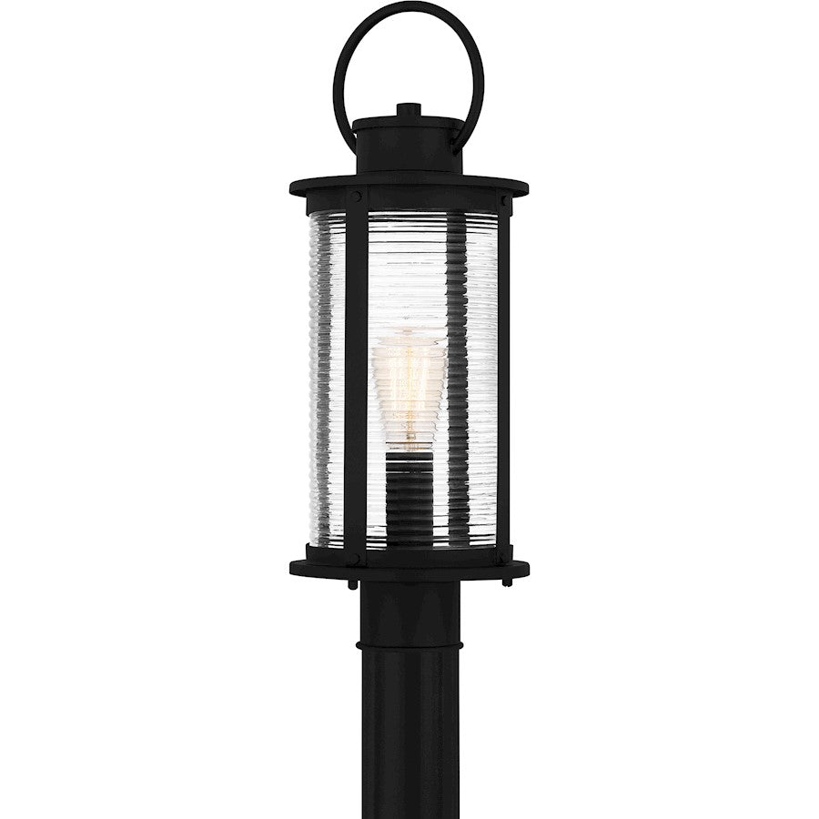 Quoizel Tilmore 1 Light 20" Outdoor Lantern, Black/Clear Ribbed - TLM9007MBK