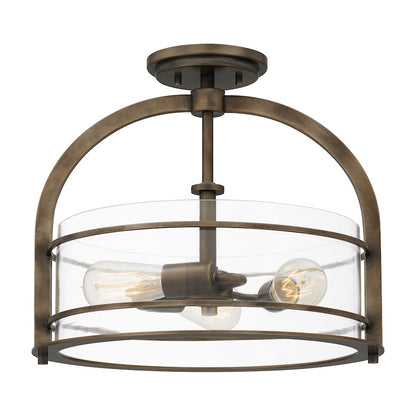 Quoizel Toscana 3 Light Semi-Flush Mount, Statuary Bronze/Clear