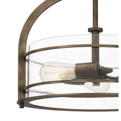 Quoizel Toscana 3 Light Semi-Flush Mount, Statuary Bronze/Clear