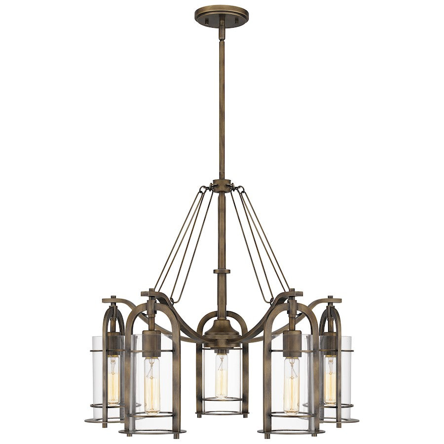 Quoizel Toscana 5 Light Chandelier, Statuary Bronze/Clear