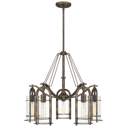 Quoizel Toscana 5 Light Chandelier, Statuary Bronze/Clear