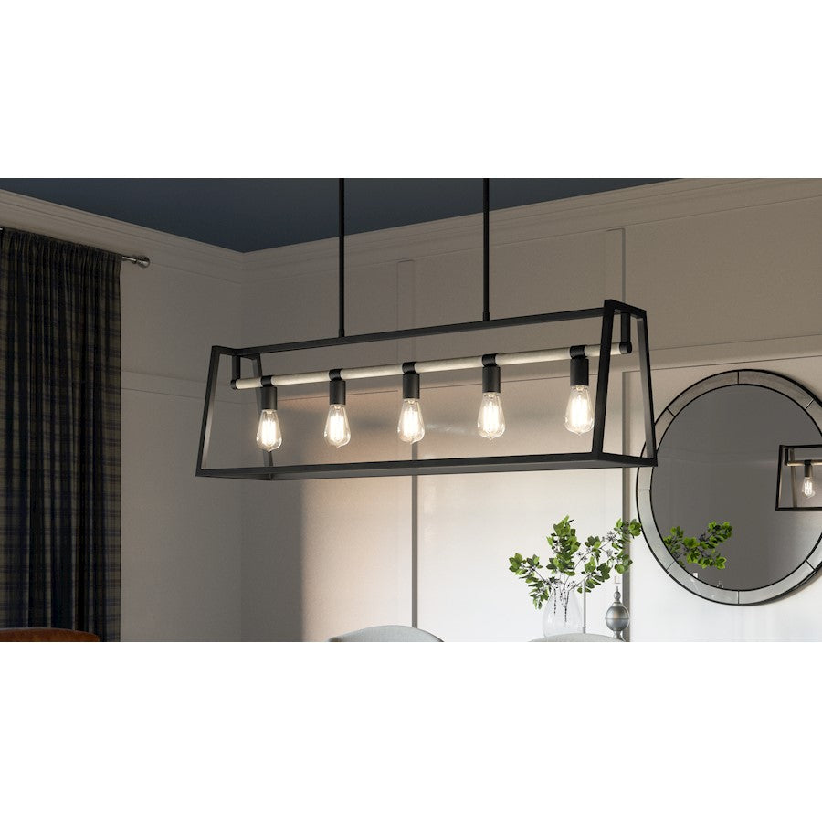 Quoizel Tippet 5 Light Chandelier Light, Matte Black