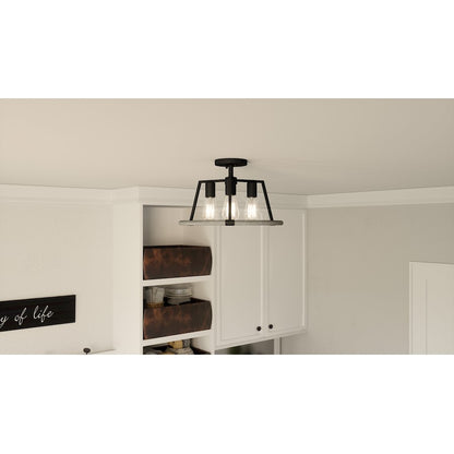 Quoizel Tippet 3 Light Semi-Flush Mount, Matte Black