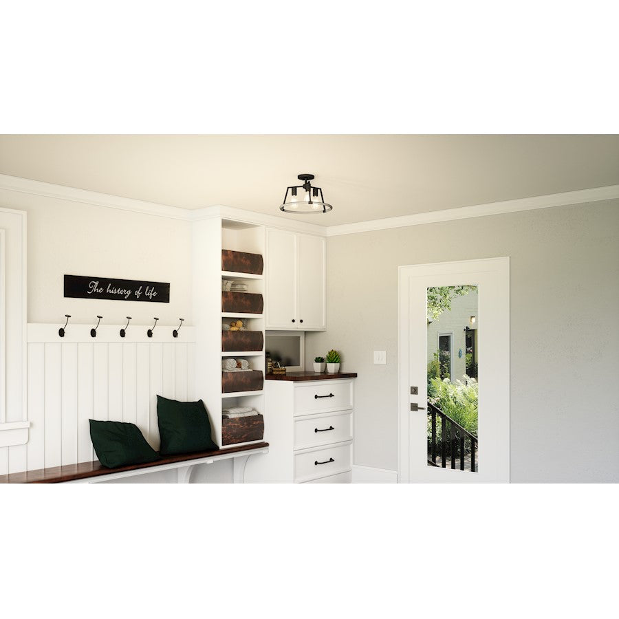 Quoizel Tippet 3 Light Semi-Flush Mount, Matte Black