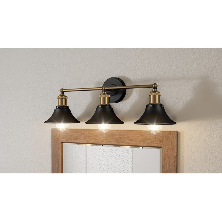 3 Light Bathroom Vanity Light, Matte Black