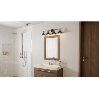 4 Light Bathroom Vanity Light, Matte Black