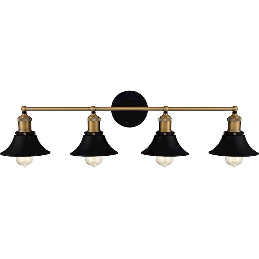 4 Light Bathroom Vanity Light, Matte Black