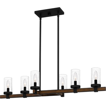 Quoizel Tuthill 6 Light Island Light, Matte Black/Clear Water Glass - TUT638MBK