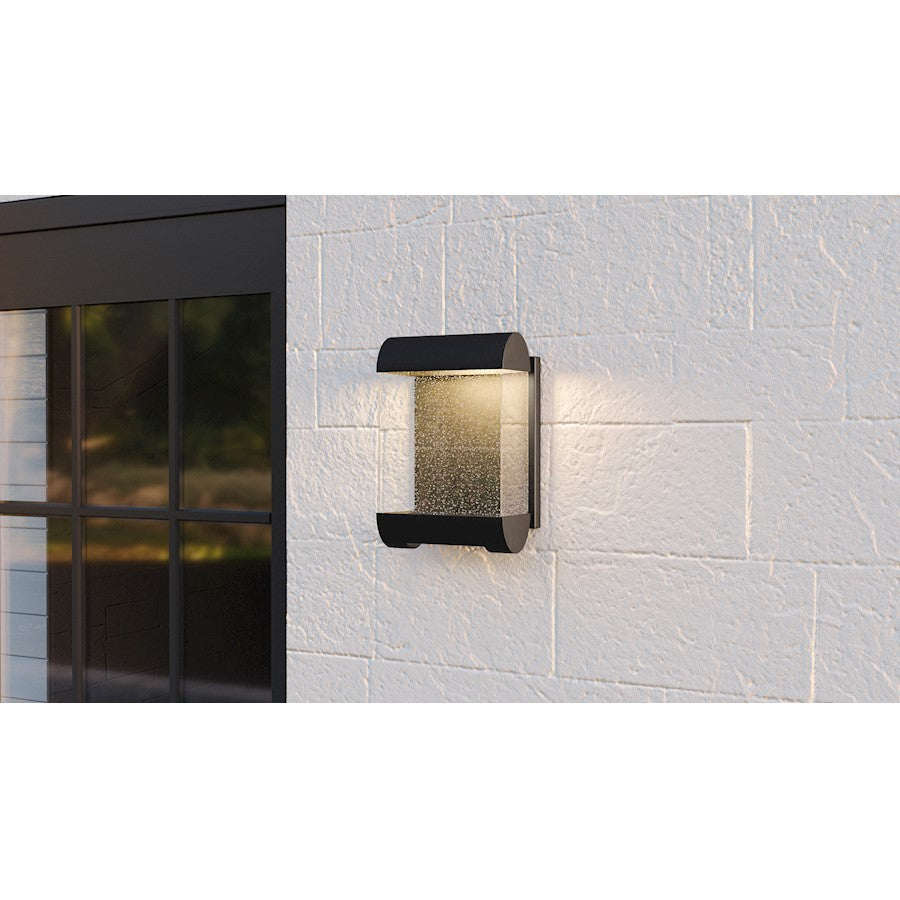 Quoizel Townes Outdoor Lantern, Matte Black/Clear Seeded