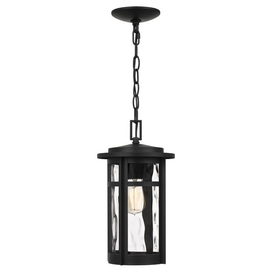 Quoizel Uma 1 Light Mini Pendant, Matte Black/Clear Water - UMA1508MBK