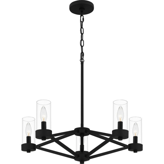 Quoizel Villa 5 Light Chandelier, Earth Black/Clear - VIA5024EK