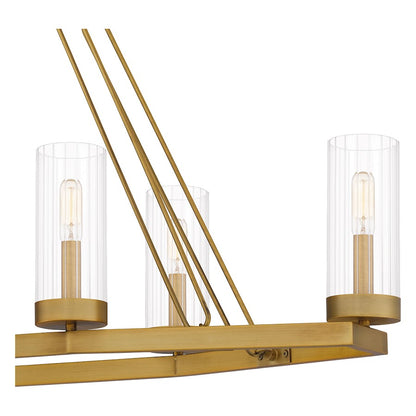 Quoizel Valens 6 Light Chandelier Light, Aged Brass/Clear Reeded